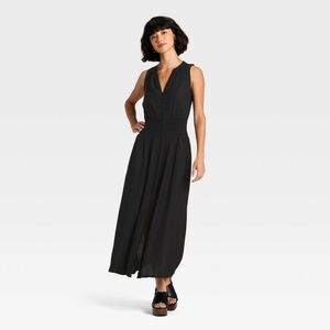 Universal Thread - Women's Button-Front Maxi A-Line Dress - Universal Black